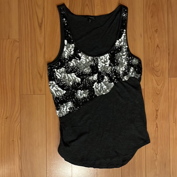Express Tops - 3/$20 Express charcoal grey extra soft tank with sequin design on top front